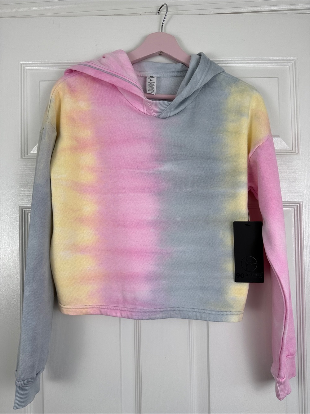 NWT 90 Degree Pastel Popsicle Striped Cropped Hoodie Medium